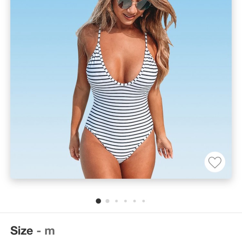Black and white striped Cupshe swimsuit, size Medium